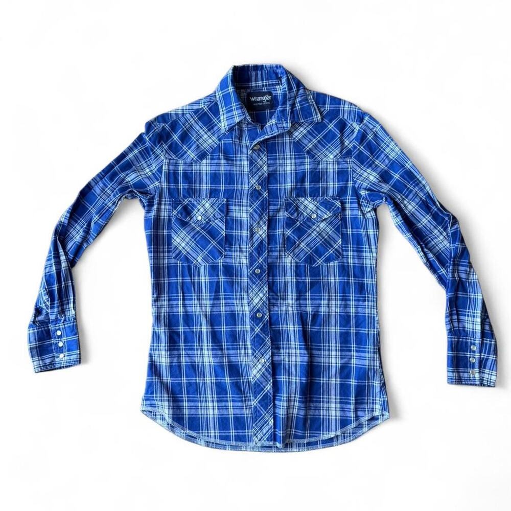 Wrangler blue plaid button up